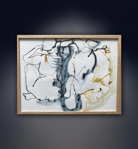 Tusch streg indrammet i Eg og glas 40 x 50
